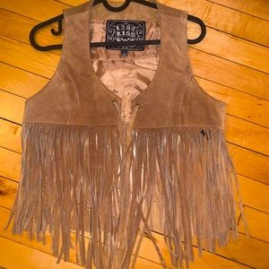 Festival Style Leather Fringe Vest